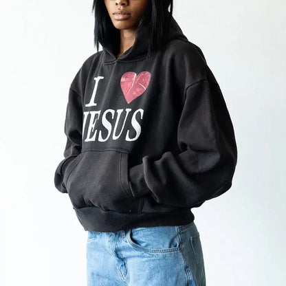 "I LOVE JESUS" Christian Hoodie