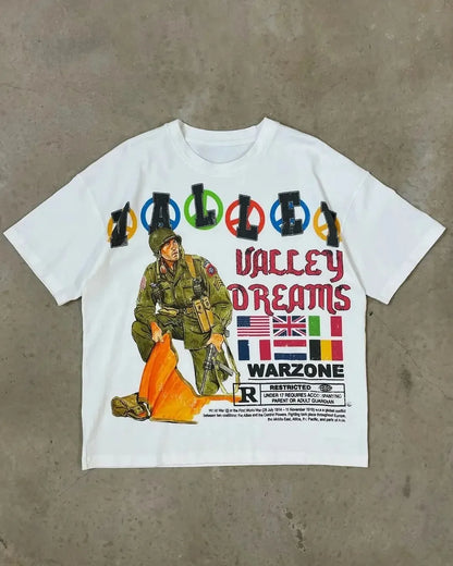 Classic 90's High-stree Y2K Harajuku Retro Fashion Print T-Shirt Men Women Crewneck Cotton Summer Tee Oversized Loose Casual Top