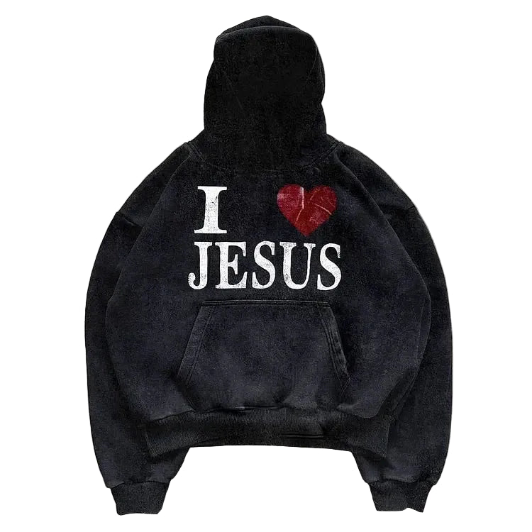 "I LOVE JESUS" Vintage Hoodie