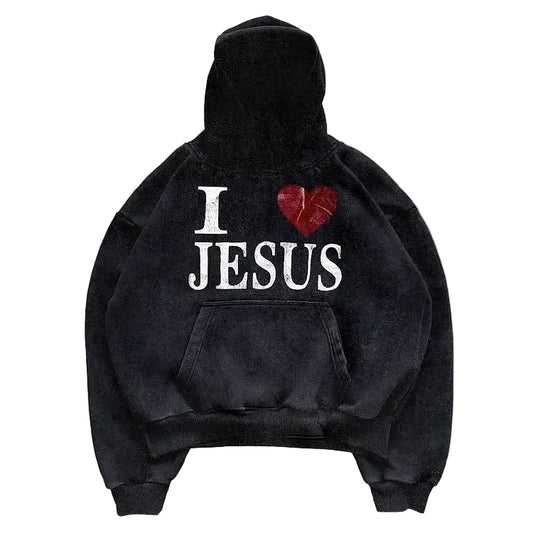 "I LOVE JESUS" Vintage Hoodie