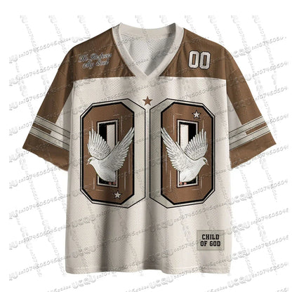 2025 New American God Is Good Christian Mesh Jersey Tshirt V-neck Loose Fashion Hip Hop StreetWear Summer Women's Y2K Casual Top