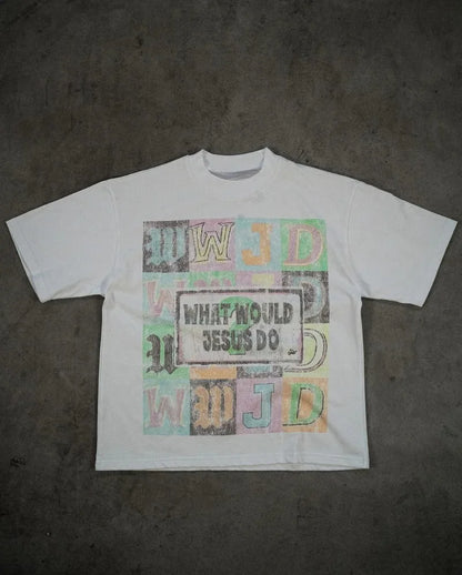 Classic 90's High-stree Y2K Harajuku Retro Fashion Print T-Shirt Men Women Crewneck Cotton Summer Tee Oversized Loose Casual Top