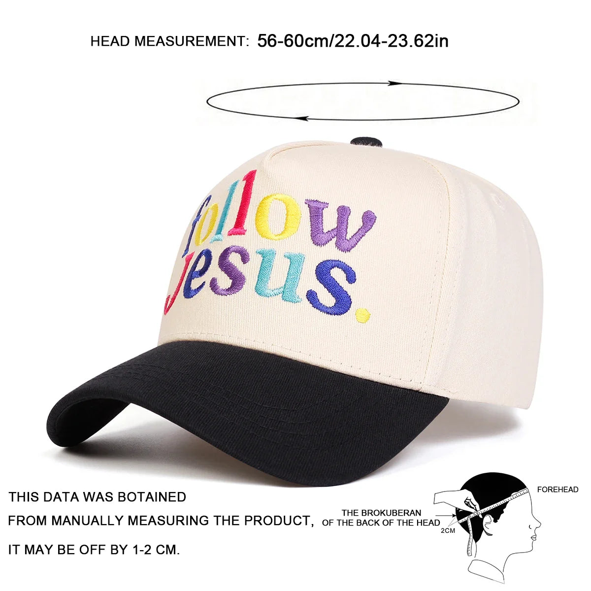 Unisex FOLLOW JESUS Letter Embroidery Baseball Caps Spring and Autumn Outdoor Adjustable Casual Hats Sunscreen Hat Sports Cap