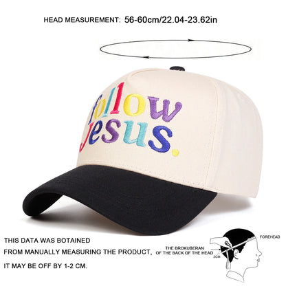 Unisex FOLLOW JESUS Letter Embroidery Baseball Caps Spring and Autumn Outdoor Adjustable Casual Hats Sunscreen Hat Sports Cap