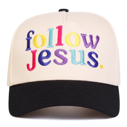 Unisex FOLLOW JESUS Letter Embroidery Baseball Caps Spring and Autumn Outdoor Adjustable Casual Hats Sunscreen Hat Sports Cap
