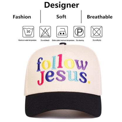 Unisex FOLLOW JESUS Letter Embroidery Baseball Caps Spring and Autumn Outdoor Adjustable Casual Hats Sunscreen Hat Sports Cap